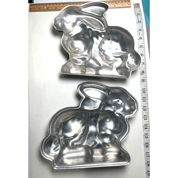 Vintage Aluminum Bunny Cake Mold Set For Easter Baking Or Decorative Craft Use - Picture 2 of 2